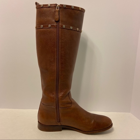 Tory Burch Brown Leather Studded Riding Boots 8.5 - Picture 5 of 15